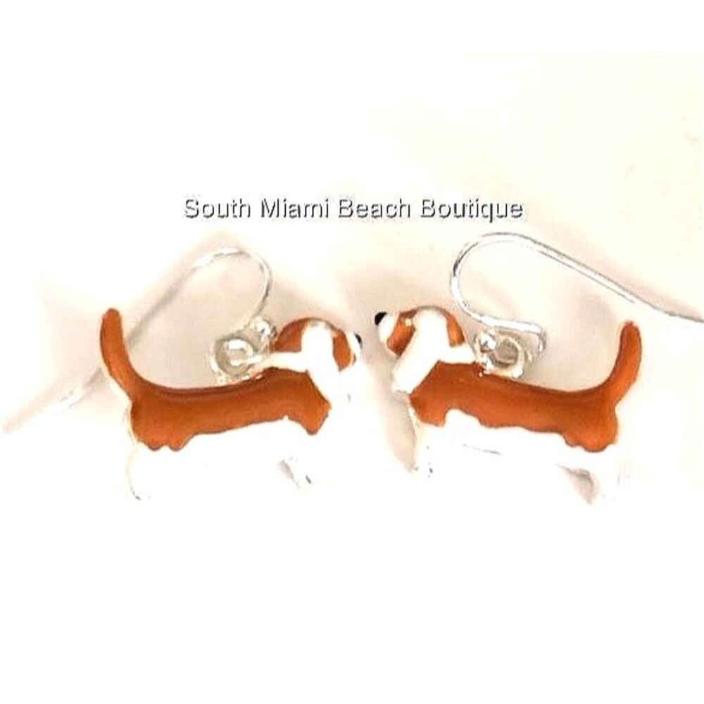 Beagle Dog Earrings Hypoallergenic Basset Hound Pierced Rescue Silver Plated